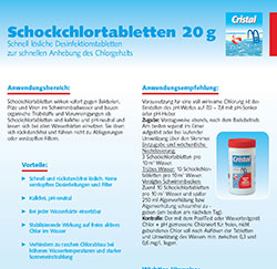 Cristal Schockchlortabletten Hersteller-Infos