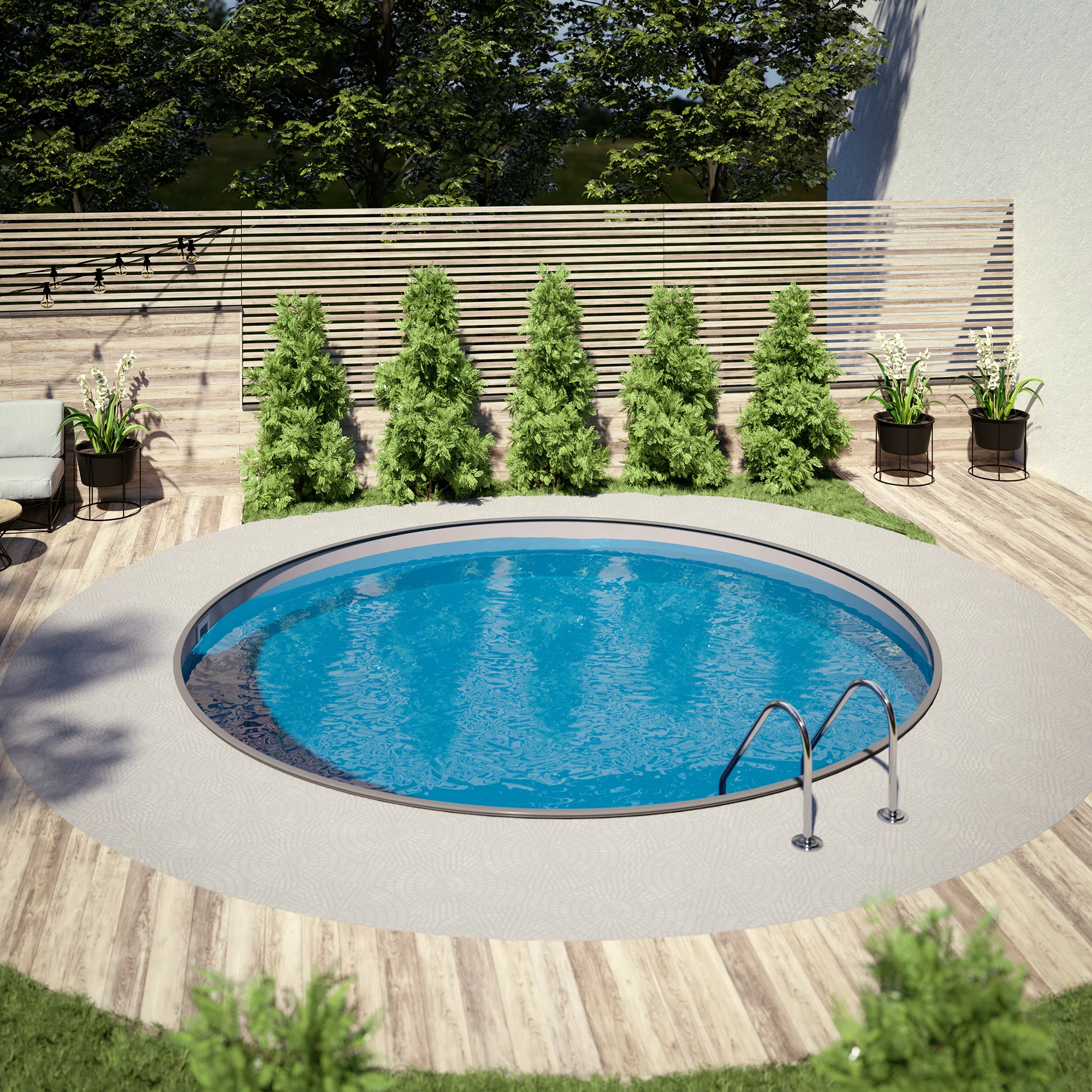 Summerfeeling Rundpool-Set SILBER Ø 2,50 x 1,20 m, Folie grau 0,80 mm, eingelassen