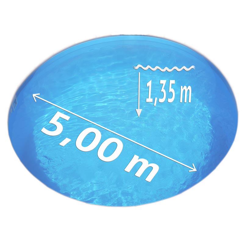 Pool Ø 5,00 x 1,35 m Folie blau 0,8mm EB Handlauf STYLE