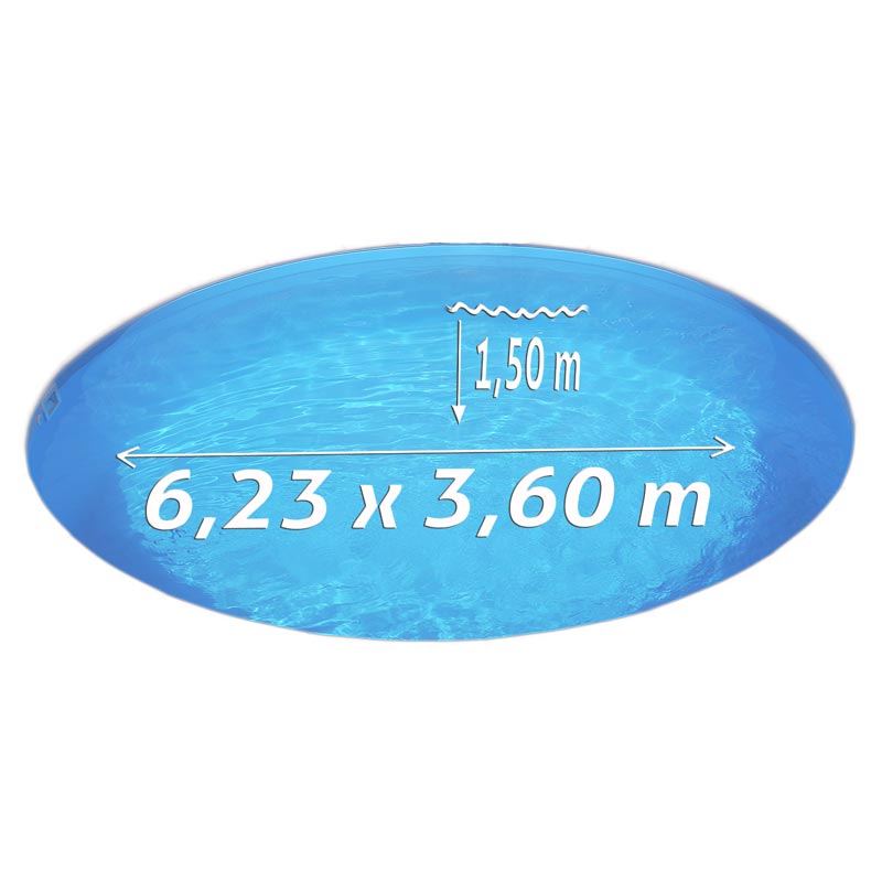 Ovalpool-Set BRONZE 6,23 x 3,60 x 1,50 m, Folie blau 0,80 mm, teileingelassen
