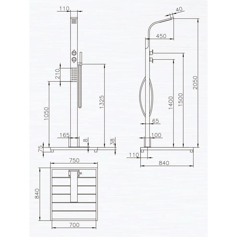 Ideal Dusche HELENA Edelstahl für Warm- u. Kaltwasser