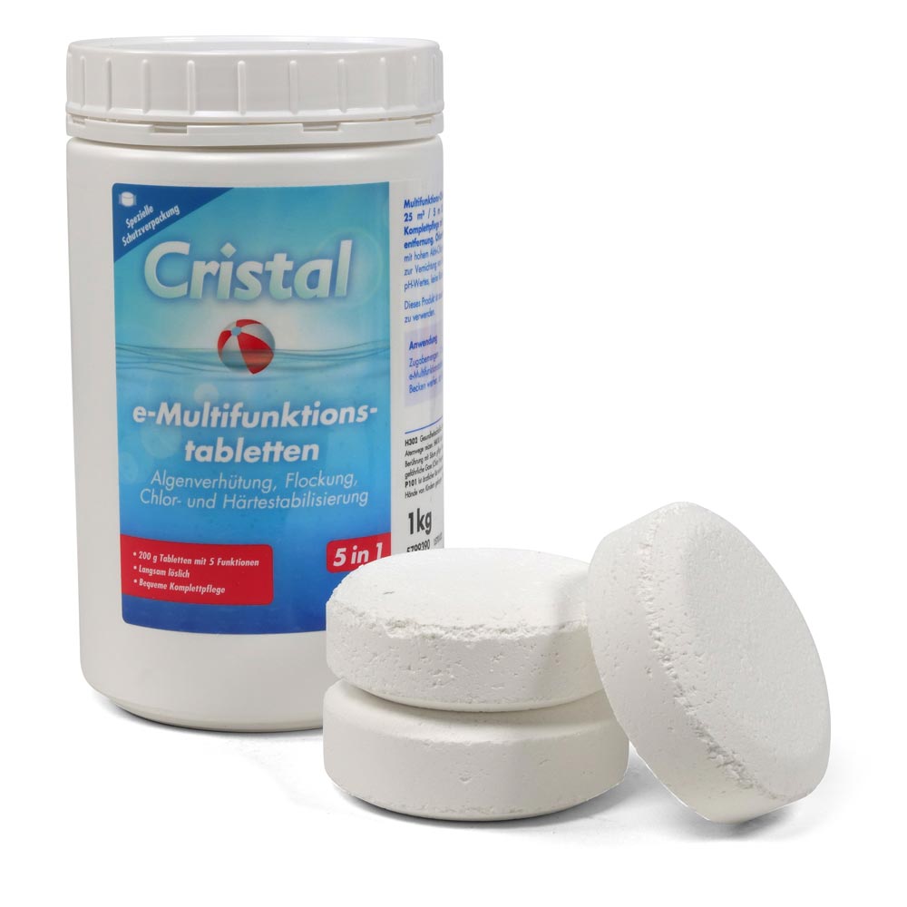 CRISTAL e-Chlor-Multifunktion-Tabletten 200g + Dosierschwimmer