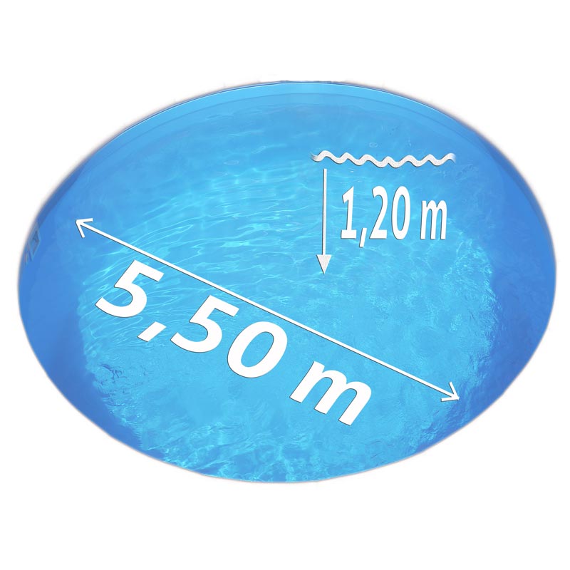 Pool Ø 5,50 x 1,20 m Folie blau 0,8mm EB Handlauf STYLE
