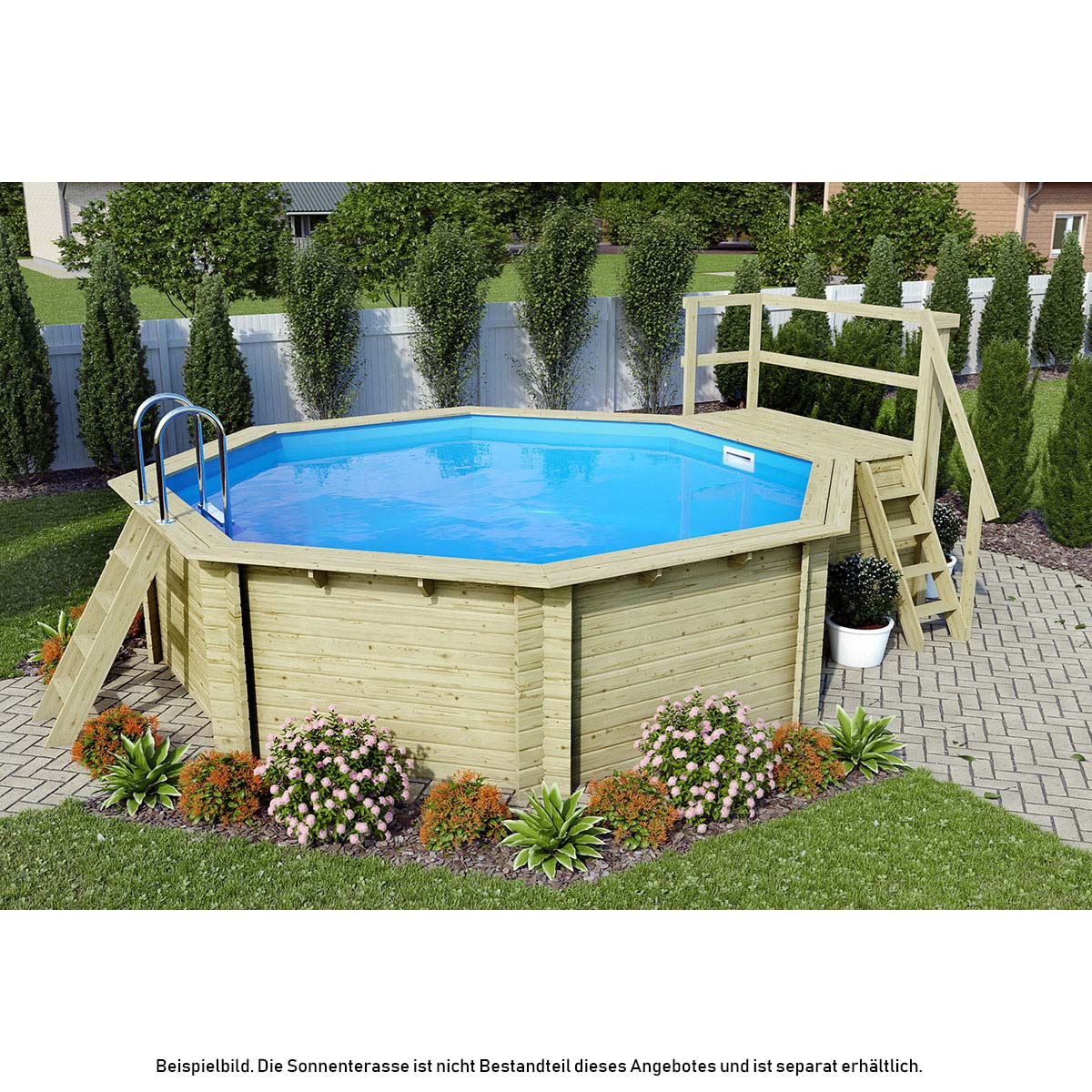 Holzpool SET Achteck Folie sandfarben 4,70 x 4,70 x 1,24 m