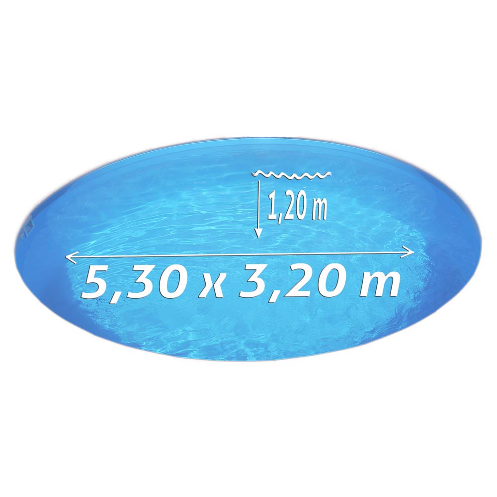 Ovalpool-Set SILBER 5,30 x 3,20 x 1,20 m, Folie blau 0,80 mm, eingelassen
