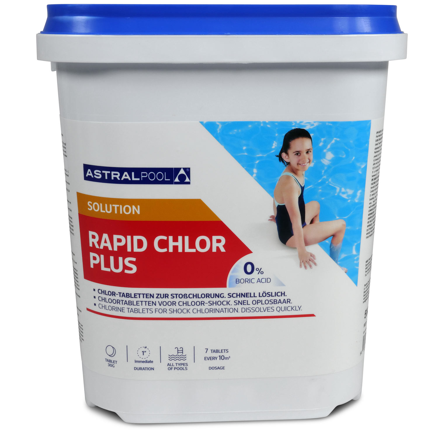 Astralpool Rapid Chlor Plus Chlor-Fixtab 30g zur Stoßchlorung, organisch, schnell löslich 5,0 kg