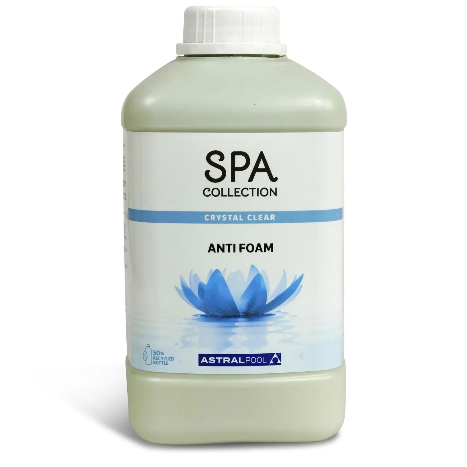 Flasche des SPA Collection Anti Foam zur Bekämpfung von Schaumbildung auf der Wasseroberfläche in Whirlpools.