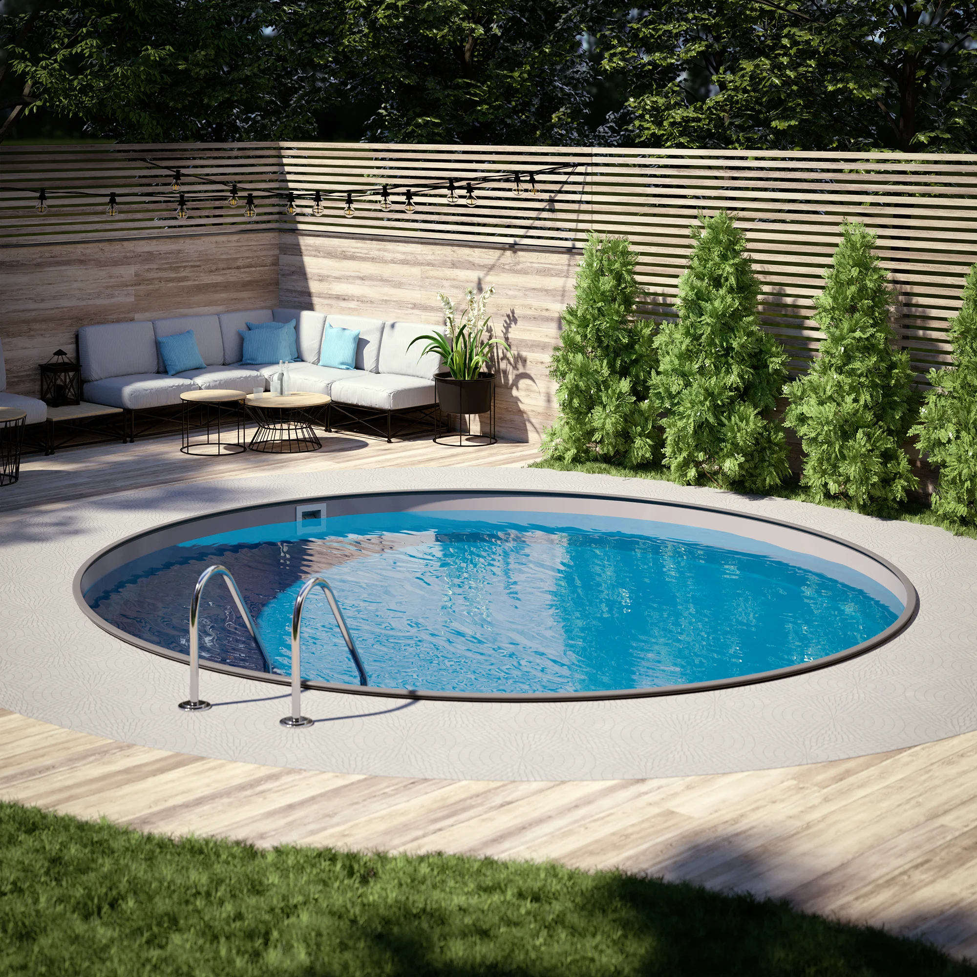 Summerfeeling Rundpool-Set SILBER Ø 2,50 x 1,20 m, Folie grau 0,80 mm, eingelassen