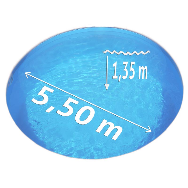 Pool Ø 5,50 x 1,35 m Folie blau 0,8mm EB, Stahl 0,7mm