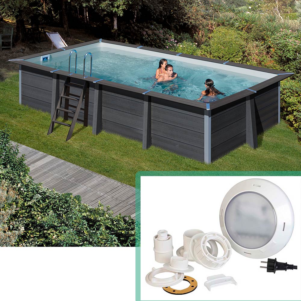 Composite Rechteckpool-SET 6,06 x 3,26 x 1,24m + LED | IPE