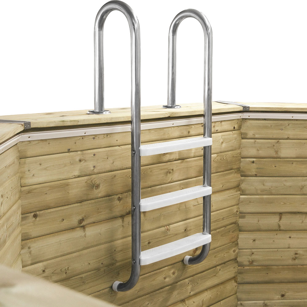 Holzpool SET "WARM & CLEAN" Achteck Folie sandfarben 4,70 x 4,70 x 1,24 m