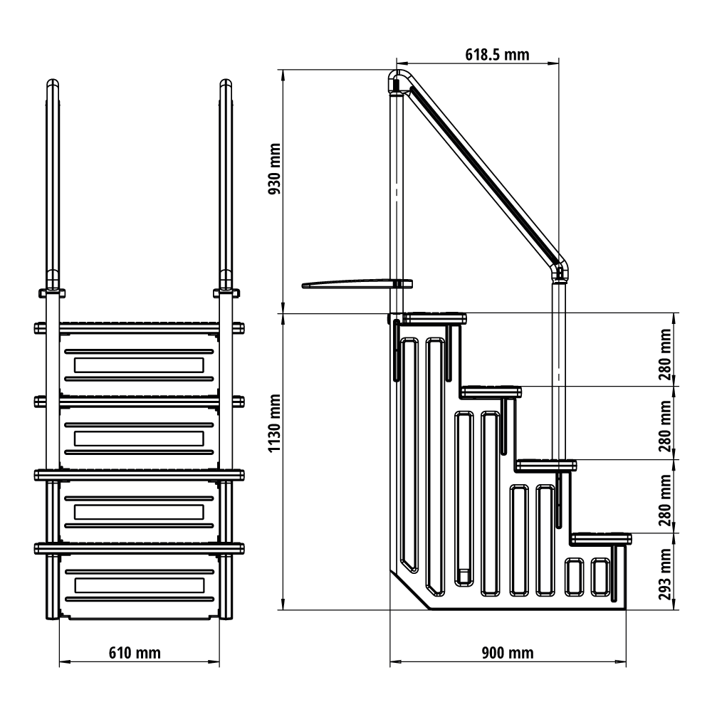 (Verpackung defekt) Schwimmbadleiter Treppe, Kunststoff 4-stufig