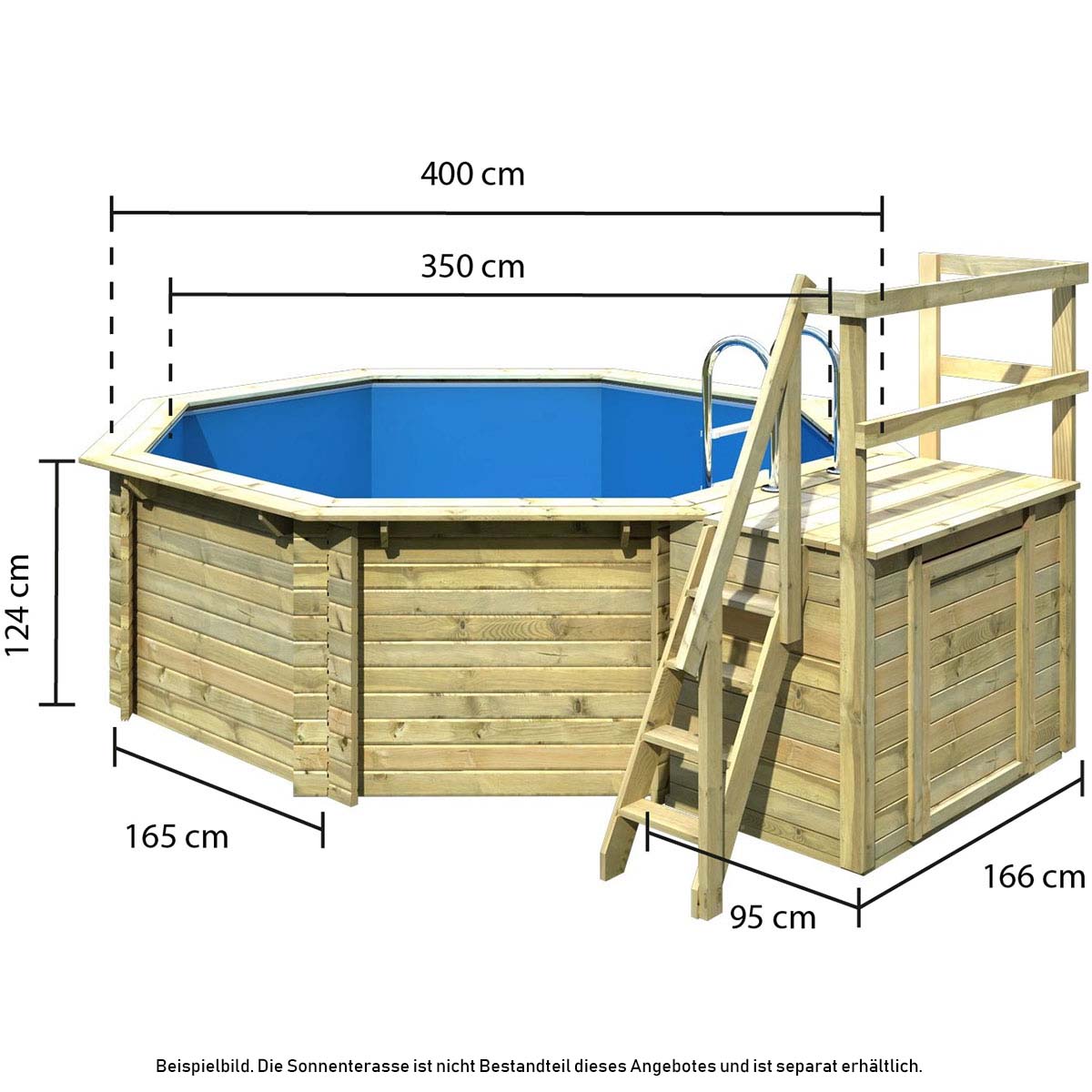 Holzpool SET Achteck Folie sandfarben 4,70 x 4,70 x 1,24 m