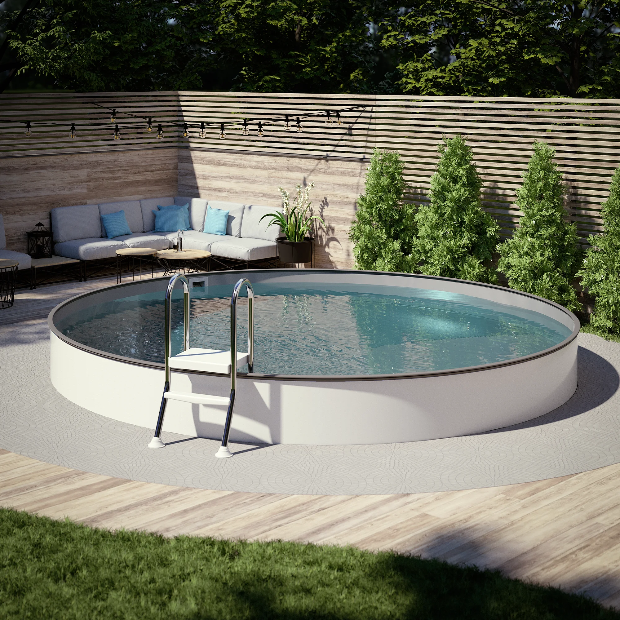 Summerfeeling Rundpool-Set GOLD Ø 2,50 x 1,20 m, Folie grau 0,80 mm, teileingelassen