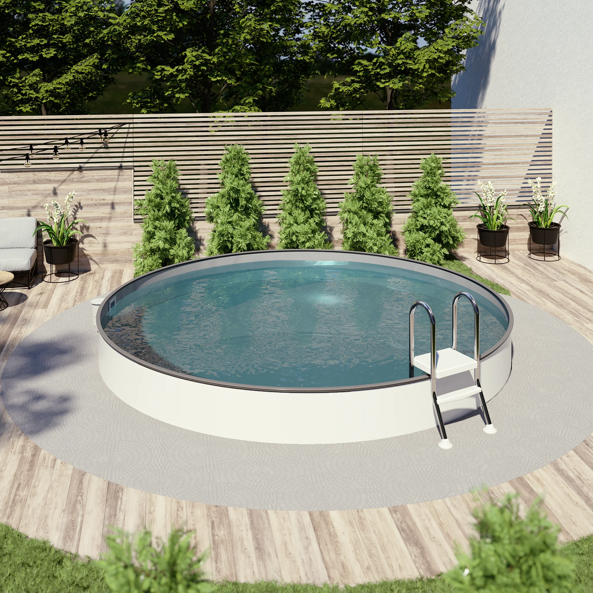 Summerfeeling Rundpool-Set SILBER Ø 2,50 x 1,20 m, Folie grau 0,80 mm, teileingelassen