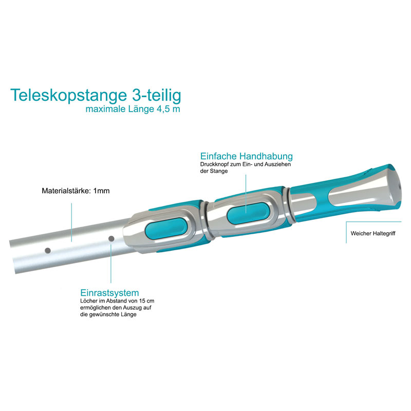 BAYROL Teleskopstange 3-teilig 1,50 - 4,50 m