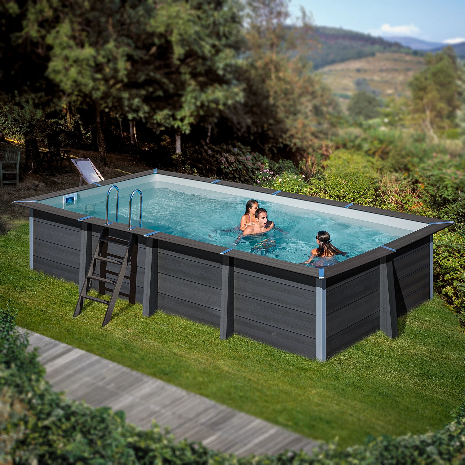 Composite Rechteckpool-SET 6,06 x 3,26 x 1,24m | IPE