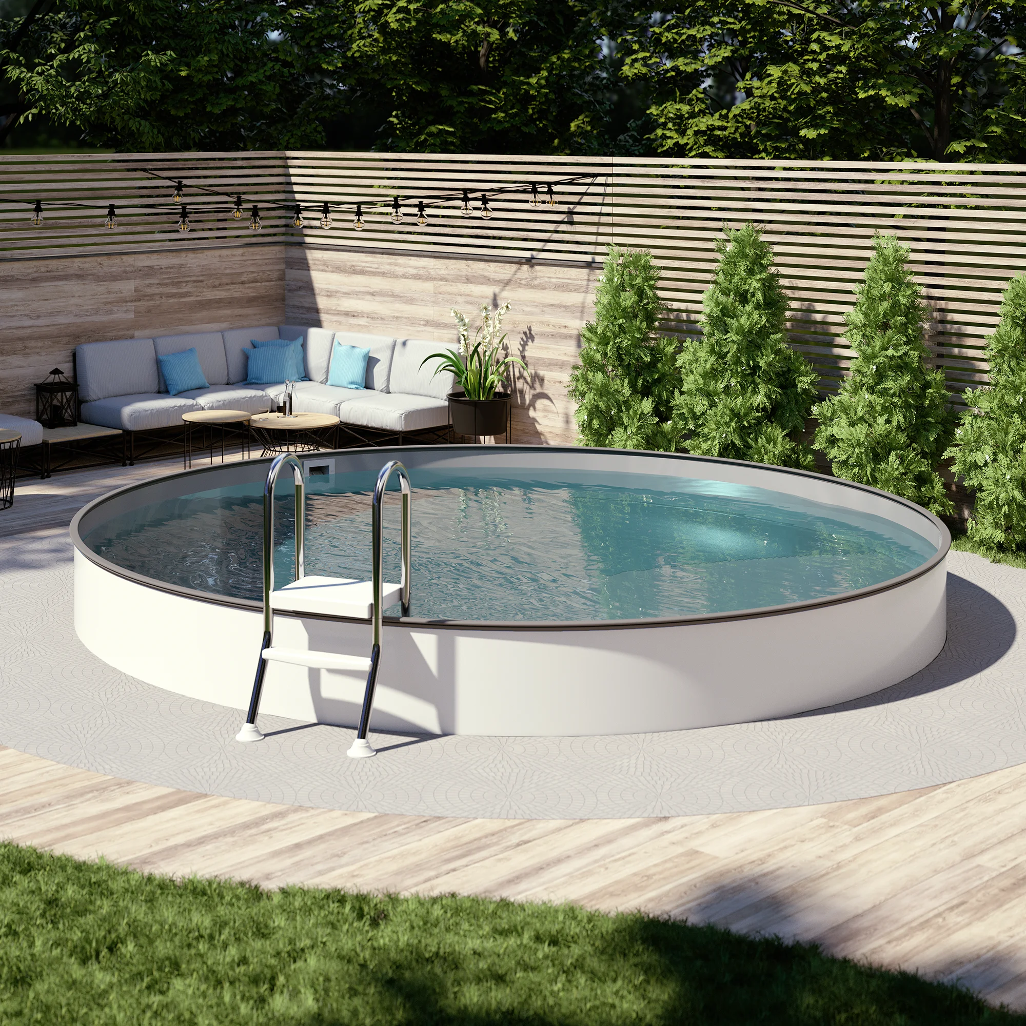 Summerfeeling Rundpool-Set SILBER Ø 2,50 x 1,20 m, Folie grau 0,80 mm, teileingelassen